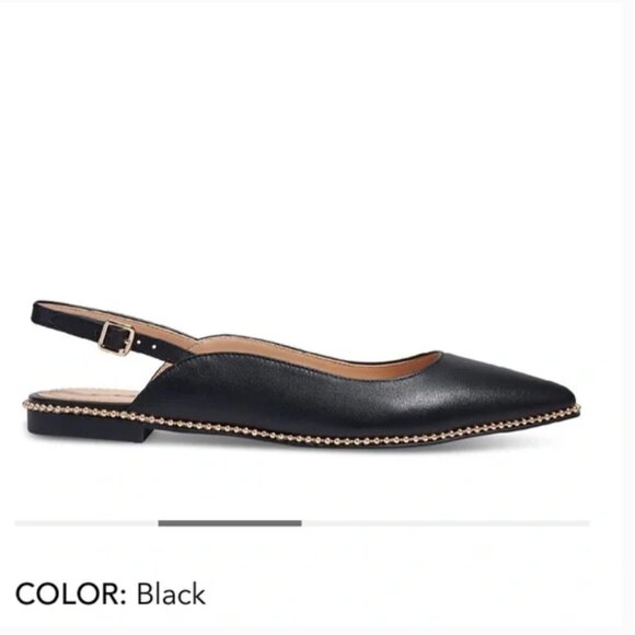 Coach Vae Leather Skimmer Studded Slingback Flats Black Pointed Toe Size 7 - Picture 2 of 16